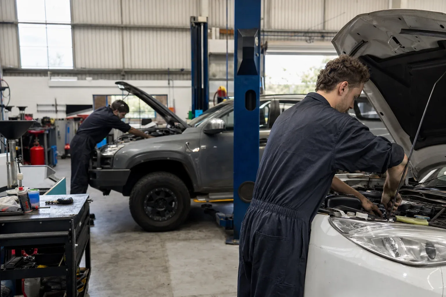 Interior of a clean professional mechanic workshop